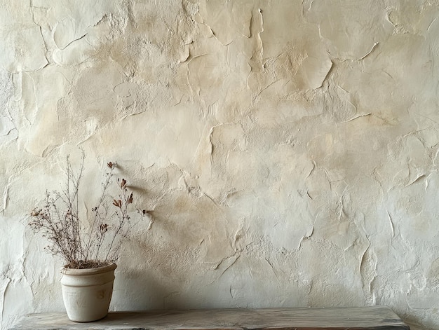 Photo rustic textured wall with dried plant decor