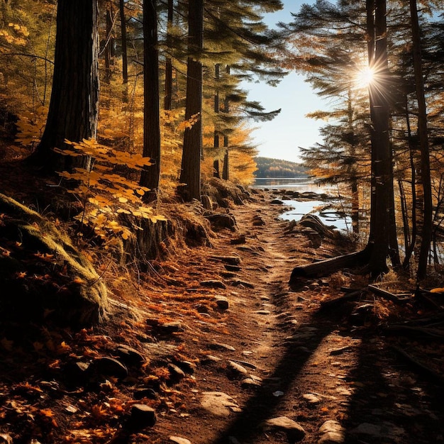 Rustic Trails of Fall Autumn Landscape Photo