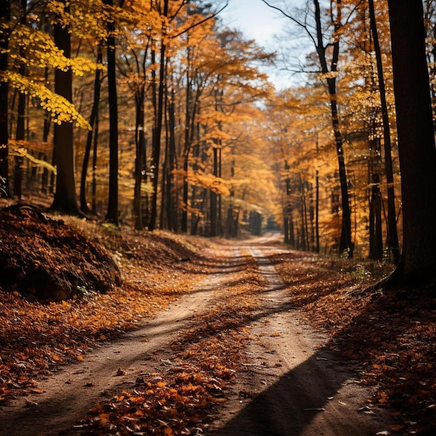 Rustic Trails of Fall Autumn Landscape Photo