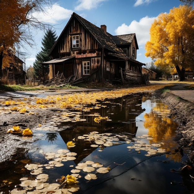 Rustic Tranquility Autumn Landscape Photo