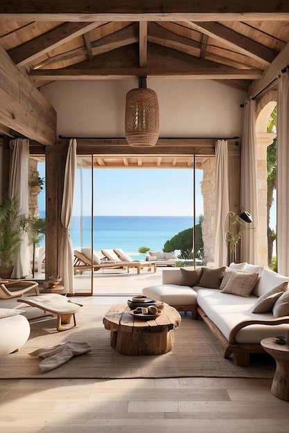 rustic villa by the beach interior