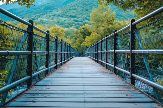 Rustic village bridge and scenic landscape