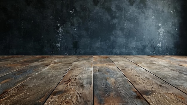 Rustic Wood Floor and Blue Wall Background