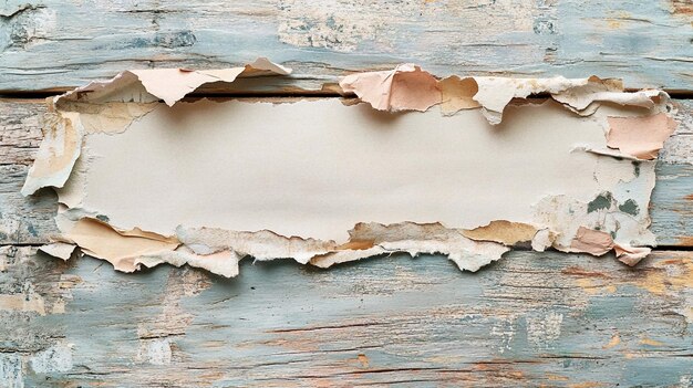 Photo rustic wooden background with torn paper scraps