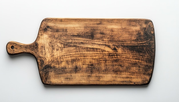 Rustic wooden cutting board on a light surface ready for cooking or serving