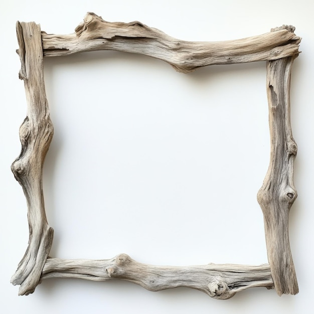 Rustic wooden frame crafted from natural twisted driftwood for decoration