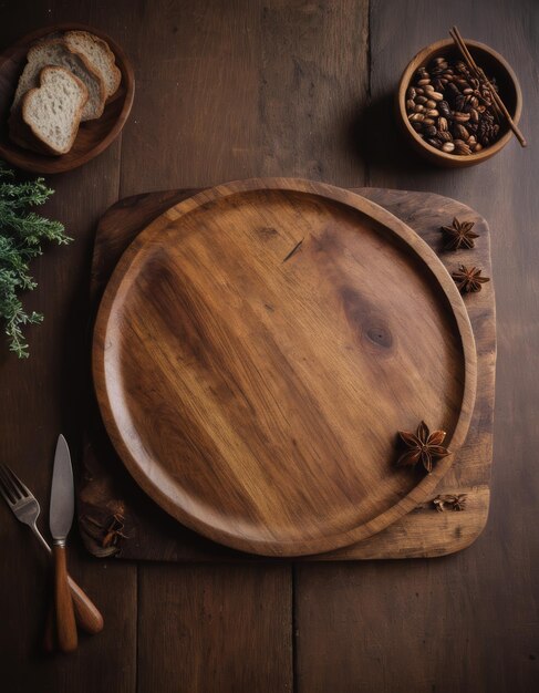 Photo a rustic wooden platter isolated on the background