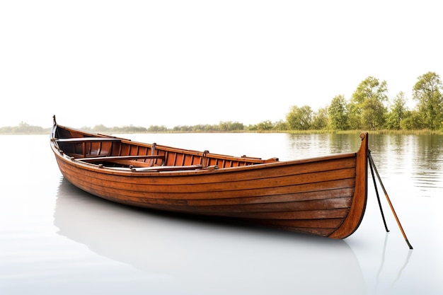 A Rustic Wooden Rowboat Awaits Its Next Adventure on White or PNG Transparent Background