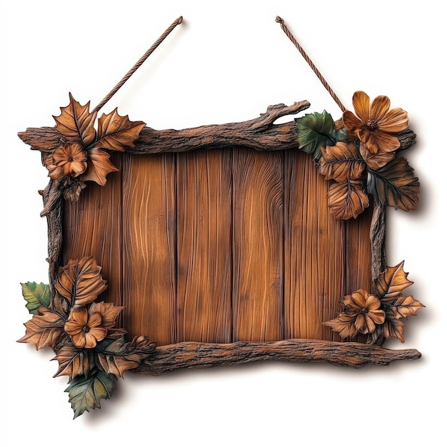 Rustic Wooden Sign with Floral Decorations