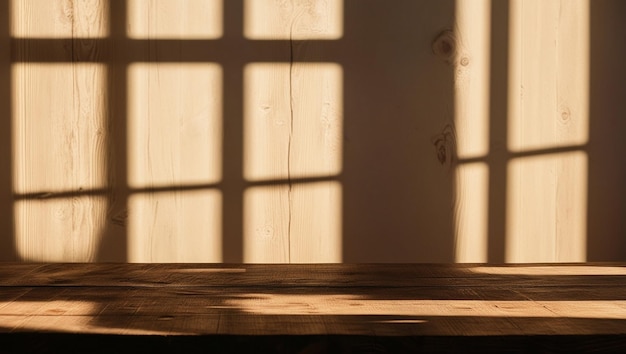 Rustic Wooden Surface with Natural Light for Eco Friendly Product Photography