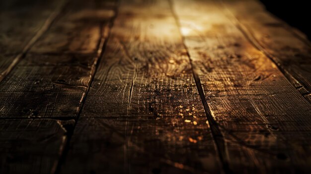 Rustic Wooden Surface with Warm Light