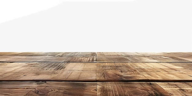 Rustic Wooden Tabletop Against White Background