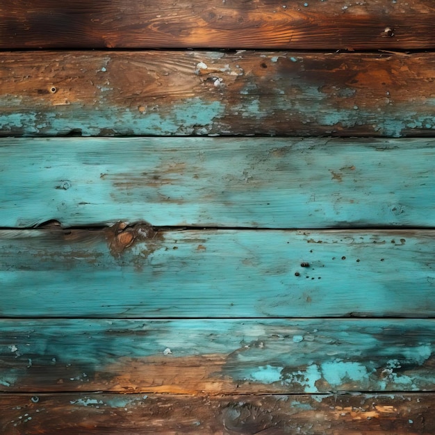 Rustic wooden wall in turquoise with multilayered textures tiled