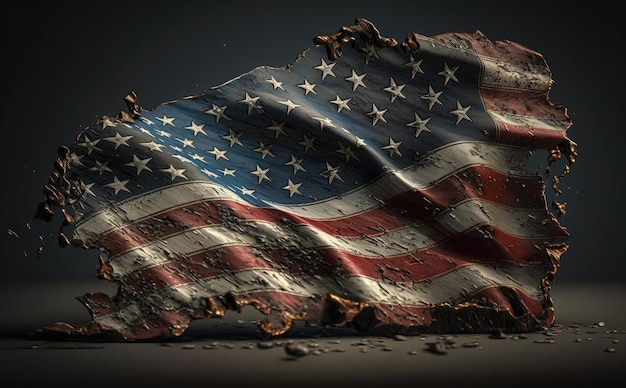 Rusty American Flag 3D render USA Flag