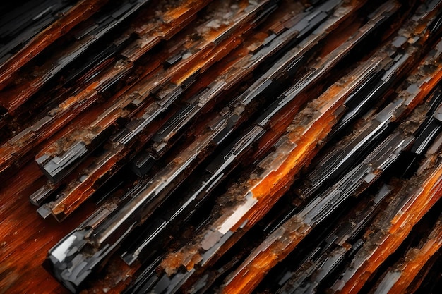 Rusty black tourmaline macro texture