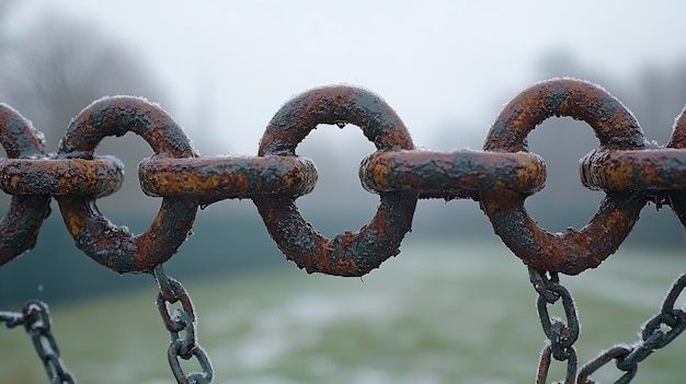 Photo rusty chain link closeup