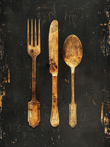 Rusty Cutlery on Black Background