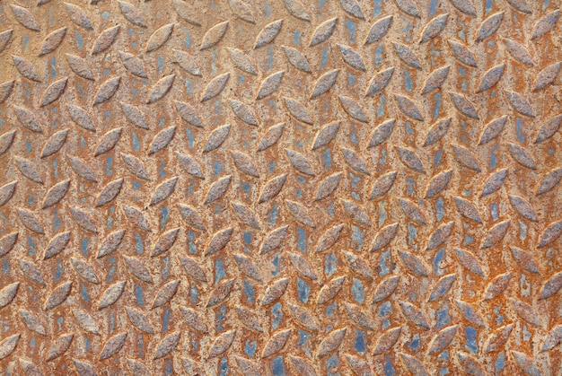 Rusty diamond steel plate texture background