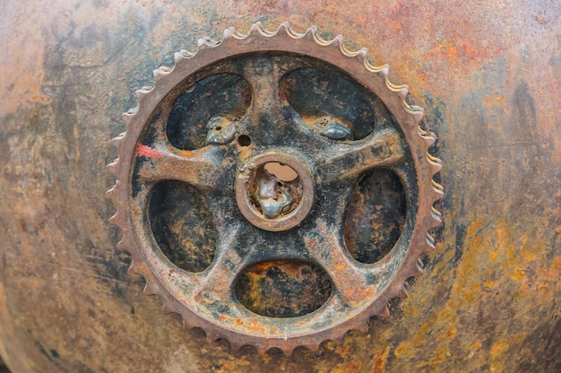 Rusty gear closeup rusty ancient mechanism