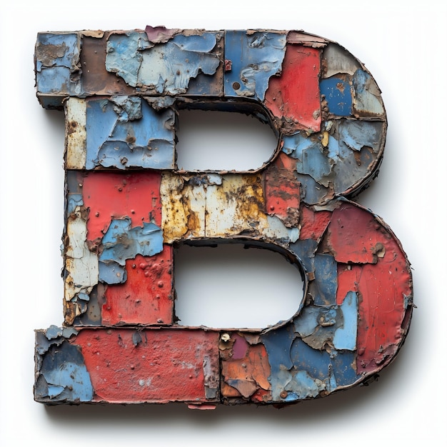 Photo rusty metal letter b with peeling paint