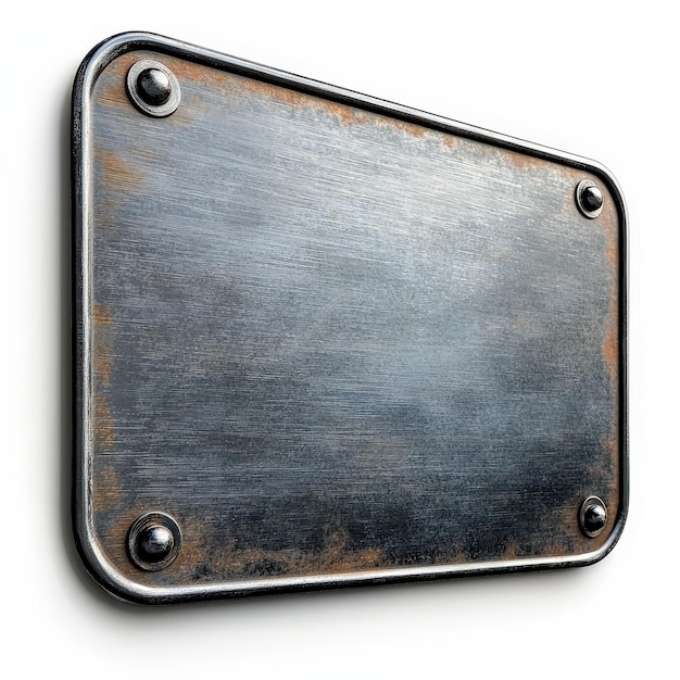 Photo rusty metal sign plate with rivets