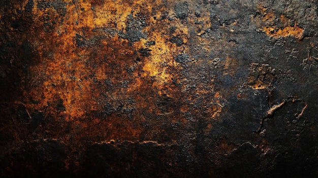 Photo rusty metal texture with grungy wornout distressed look and yellow spots