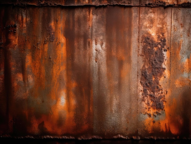 A rusty metal wall with a white spot on the bottom.