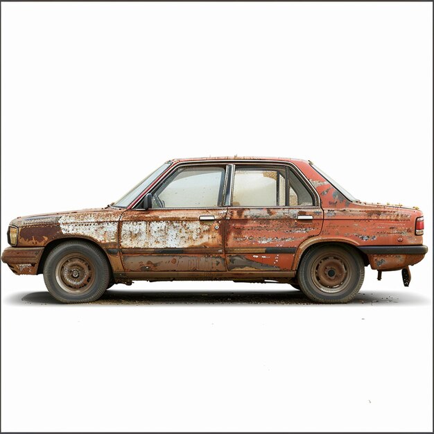 a rusty old car with the word rust on the side