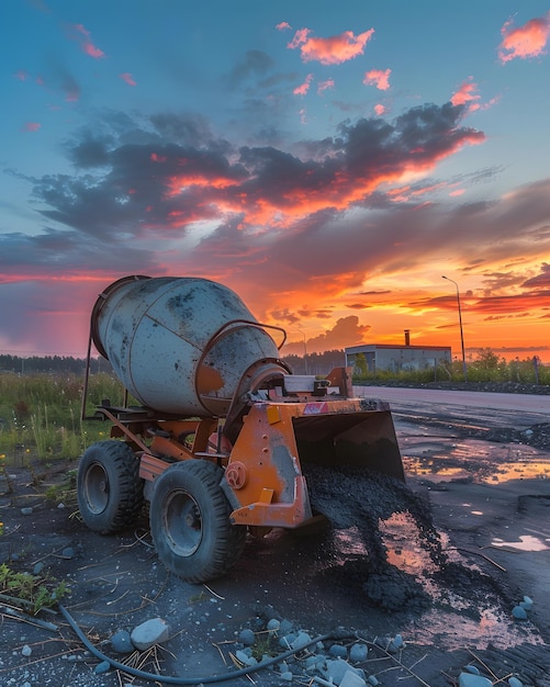 a rusty old dumpster sits on the side of a road