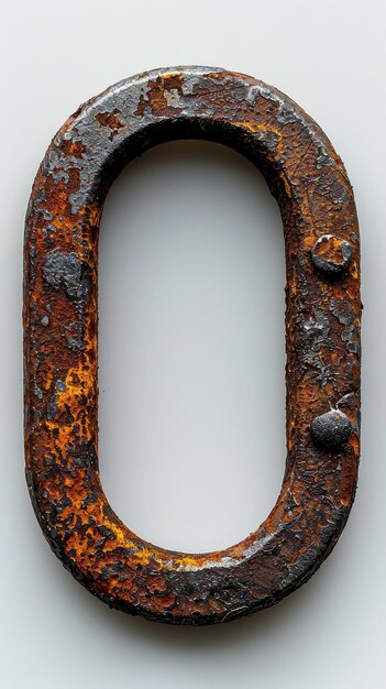 Photo rusty old metal oval object with texture