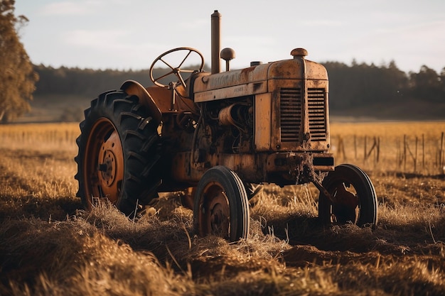 A rusty old tractor