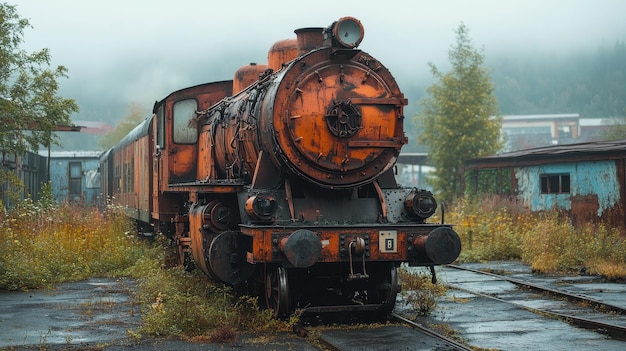 Photo a rusty old train is sitting on the tracks