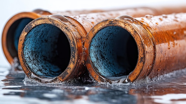 Photo rusty pipes in water