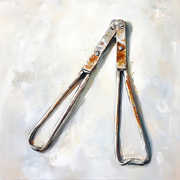 Rusty Vintage Pliers Abstract Oil Painting