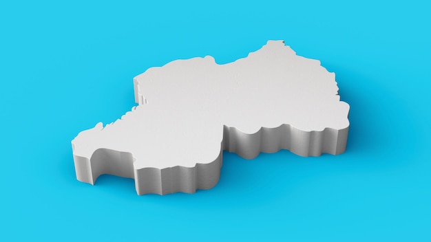 Rwanda 3D map Geography Cartography and topology map 3D illustration