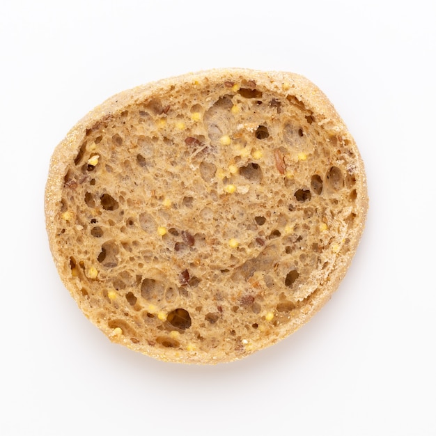 Rye bread slice on a white background