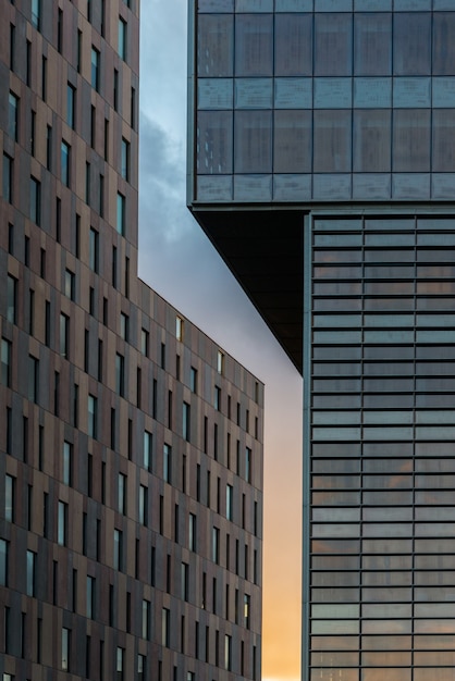 An S shape among buildings at sunset