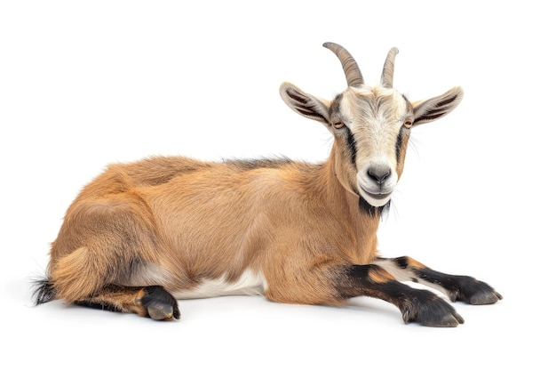 Photo saanen goat in natural pose isolated on white background photo realistic