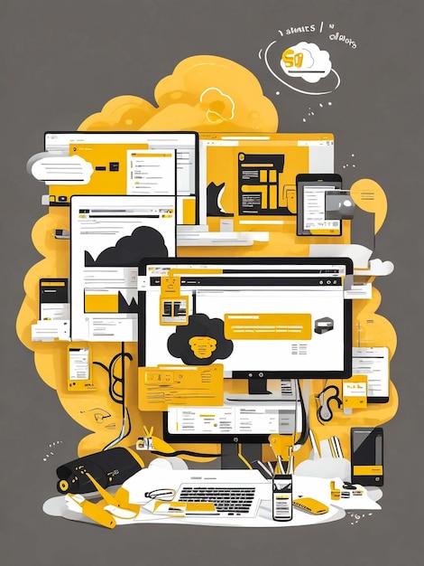 saas company illustration of website developmen