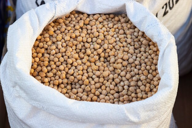 Sack of chickpeas sold in local markets.