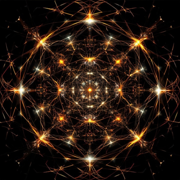 Photo sacred geometry design glowing on black background