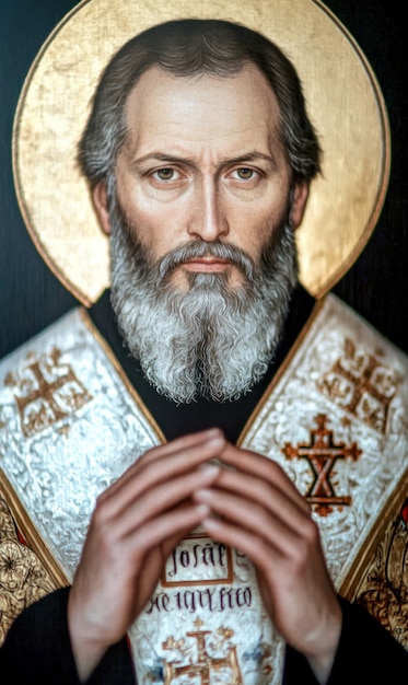 Photo sacred icon a portrait of saint josaphat capturing the revered image of this martyr and bishop symbolizing faith and devotion that reflect the spiritual significance of his life and legacy