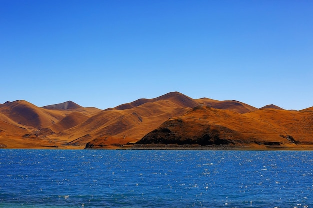 sacred lake in tibet landscape