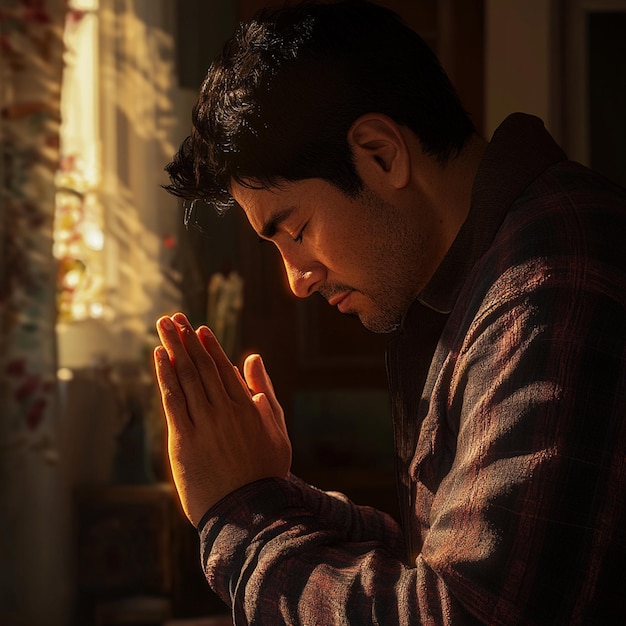 Sacred Moment UltraRealistic Portrait of Kneeling Prayer