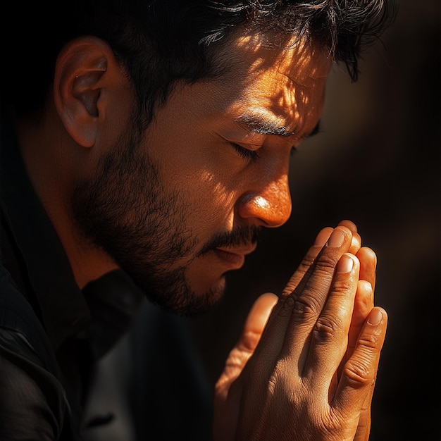 Photo sacred moment ultrarealistic portrait of kneeling prayer