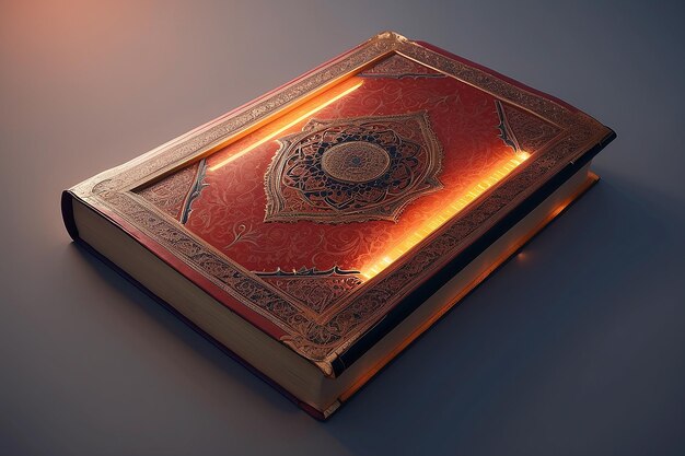 Sacred Quran with Illuminated Reddish Glow