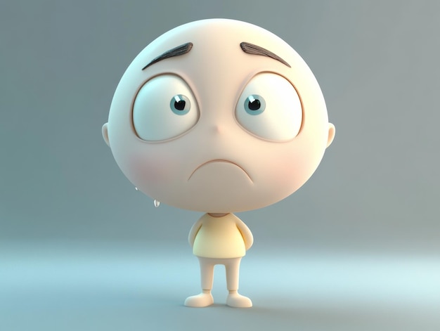 Photo sad 3d avatar tearful expression and droopy eyes