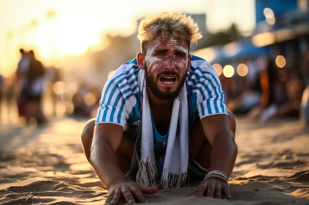 Sad Argentine beach soccer fans