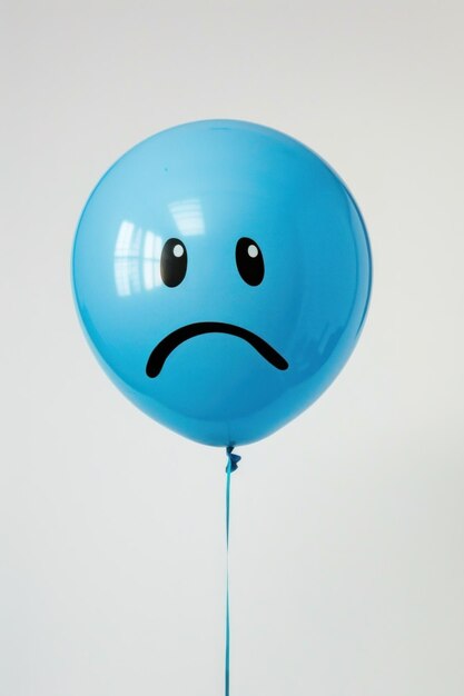 Sad blue balloon with face