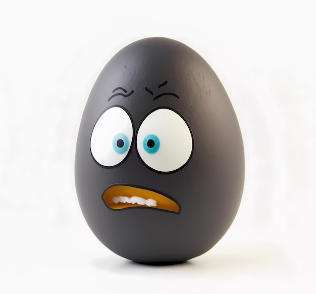 Sad easter egg with emotion isolated on white